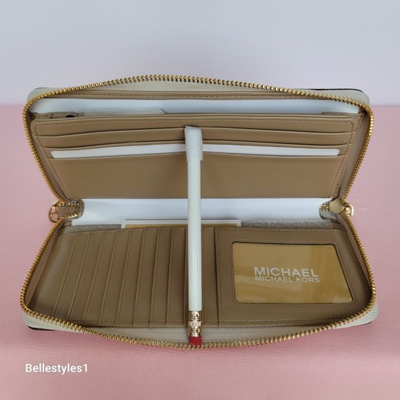 MICHAEL KORS Jet Set Travel Continental Signature Logo Colorblock Stripe Wallet - Picture 13 of 16